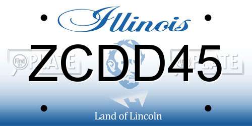 ZCDD45 Illinois License Plate