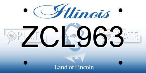ZCL963 Illinois License Plate
