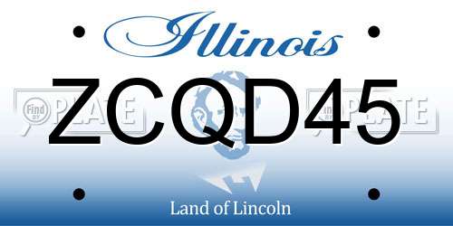 ZCQD45 Illinois License Plate
