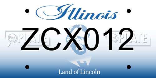 ZCX012 Illinois License Plate