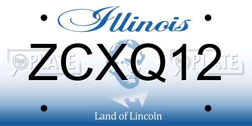 ZCXQ12 Illinois License Plate