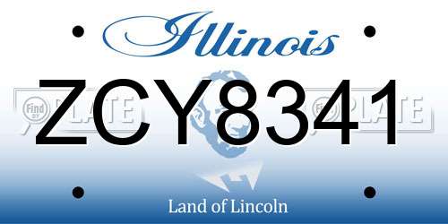 ZCY8341 Illinois License Plate
