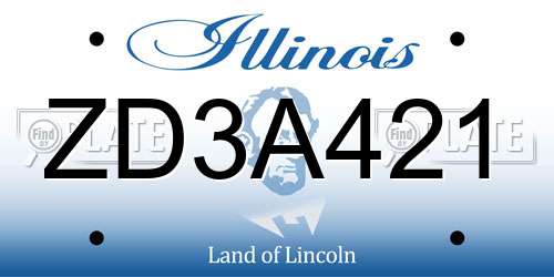 ZD3A421 Illinois License Plate