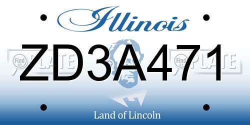 ZD3A471 Illinois License Plate