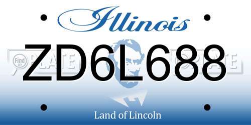 ZD6L688 Illinois License Plate