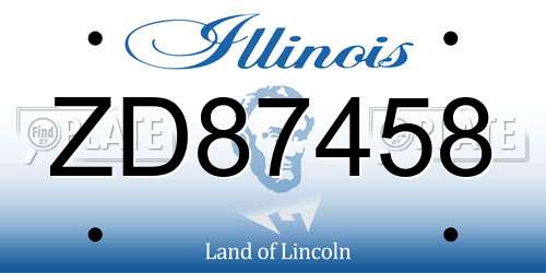 ZD87458 Illinois License Plate