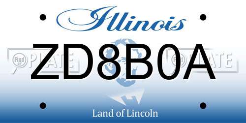 ZD8B0A Illinois License Plate