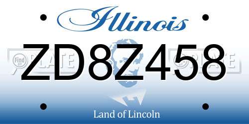 ZD8Z458 Illinois License Plate