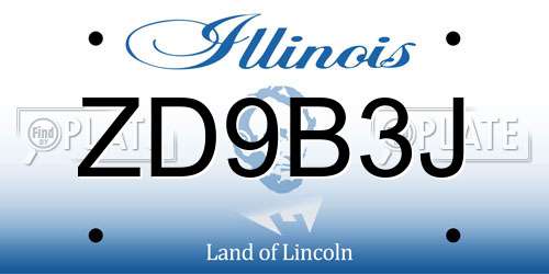 ZD9B3J Illinois License Plate
