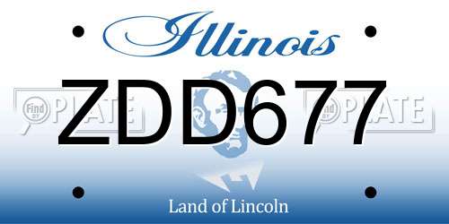 ZDD677 Illinois License Plate
