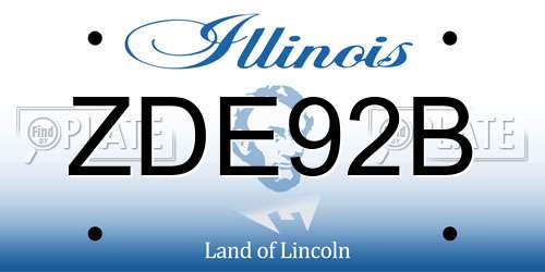 ZDE92B Illinois License Plate