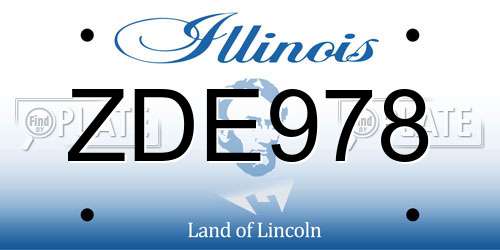 ZDE978 Illinois License Plate
