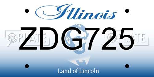 ZDG725 Illinois License Plate