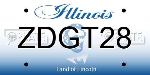 ZDGT28 Illinois License Plate