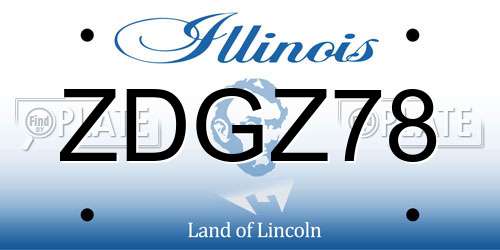 ZDGZ78 Illinois License Plate
