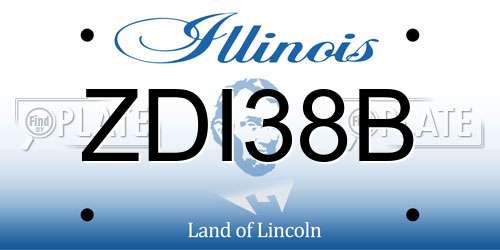 ZDI38B Illinois License Plate