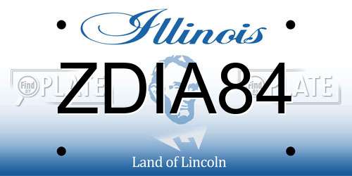 ZDIA84 Illinois License Plate