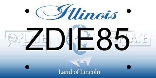 ZDIE85 Illinois License Plate