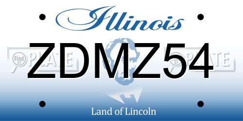 ZDMZ54 Illinois License Plate
