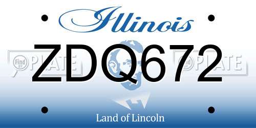 ZDQ672 Illinois License Plate