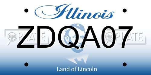 ZDQA07 Illinois License Plate