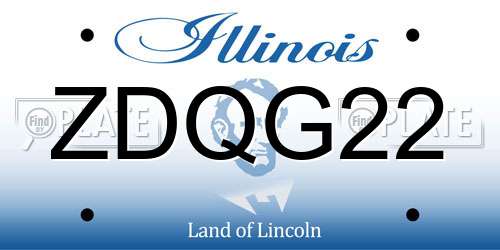 ZDQG22 Illinois License Plate