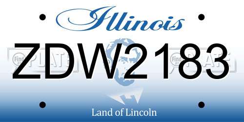 ZDW2183 Illinois License Plate