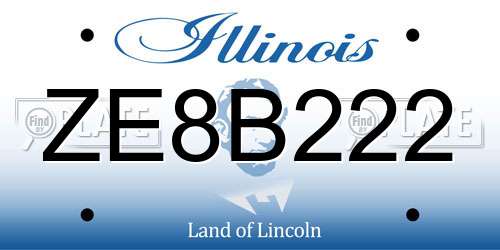 ZE8B222 Illinois License Plate
