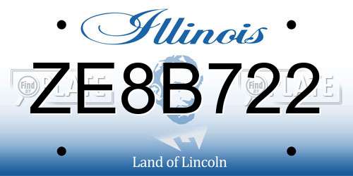 ZE8B722 Illinois License Plate