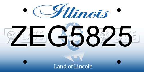 ZEG5825 Illinois License Plate