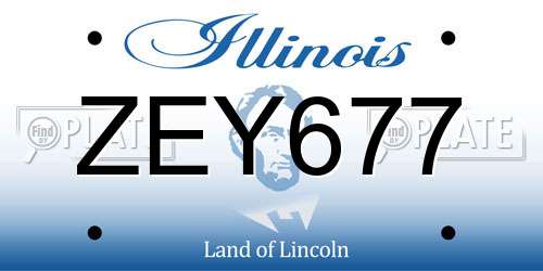 ZEY677 Illinois License Plate