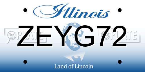 ZEYG72 Illinois License Plate