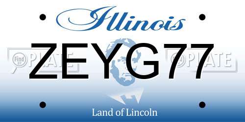ZEYG77 Illinois License Plate