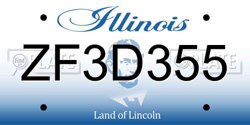 ZF3D355 Illinois License Plate