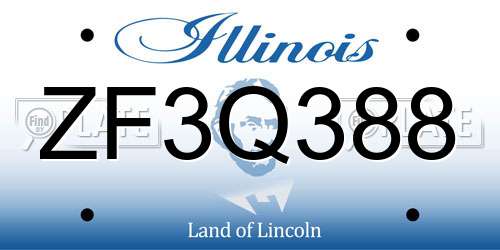 ZF3Q388 Illinois License Plate