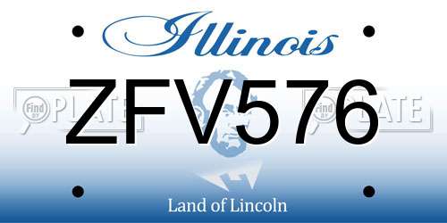 ZFV576 Illinois License Plate
