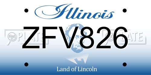 ZFV826 Illinois License Plate