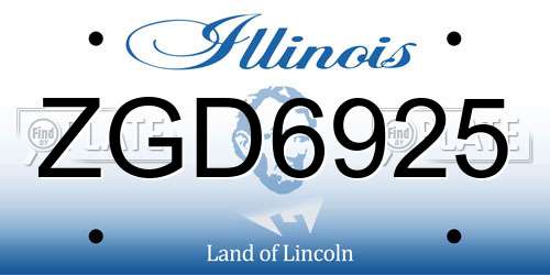 ZGD6925 Illinois License Plate