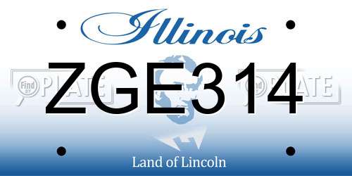 ZGE314 Illinois License Plate