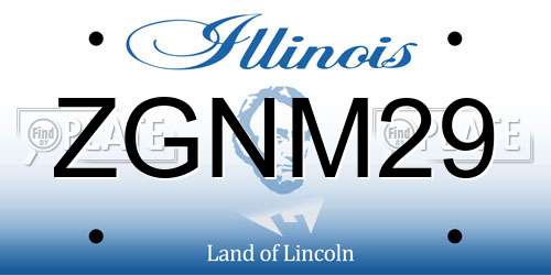 ZGNM29 Illinois License Plate