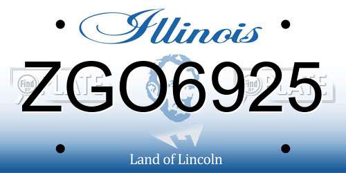 ZGO6925 Illinois License Plate
