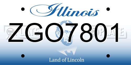 ZGO7801 Illinois License Plate