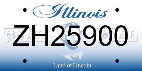 ZH25900 Illinois License Plate