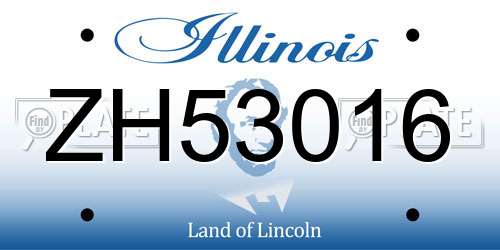 ZH53016 Illinois License Plate