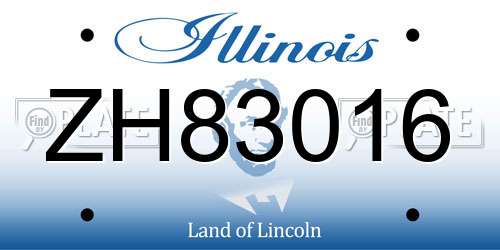ZH83016 Illinois License Plate