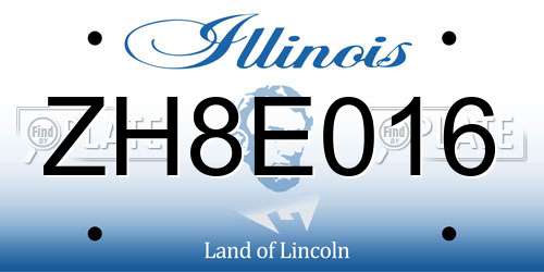 ZH8E016 Illinois License Plate