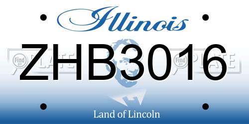 ZHB3016 Illinois License Plate