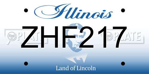 ZHF217 Illinois License Plate