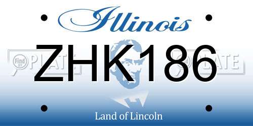 ZHK186 Illinois License Plate