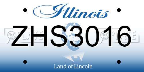 ZHS3016 Illinois License Plate